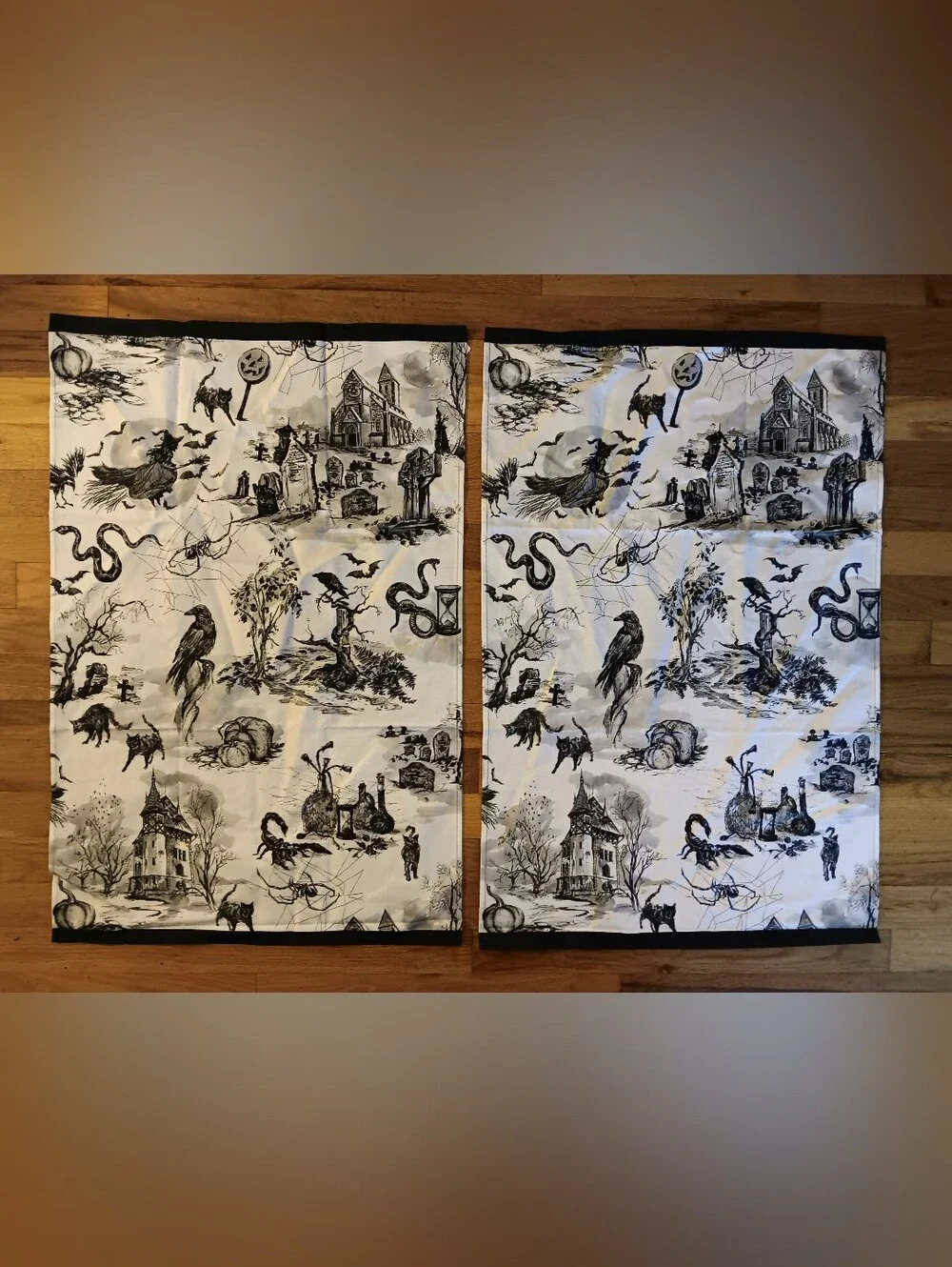 New Williams-Sonoma Spooky Soiree Kitchen Tea Towels Set/2 Halloween witch snake
